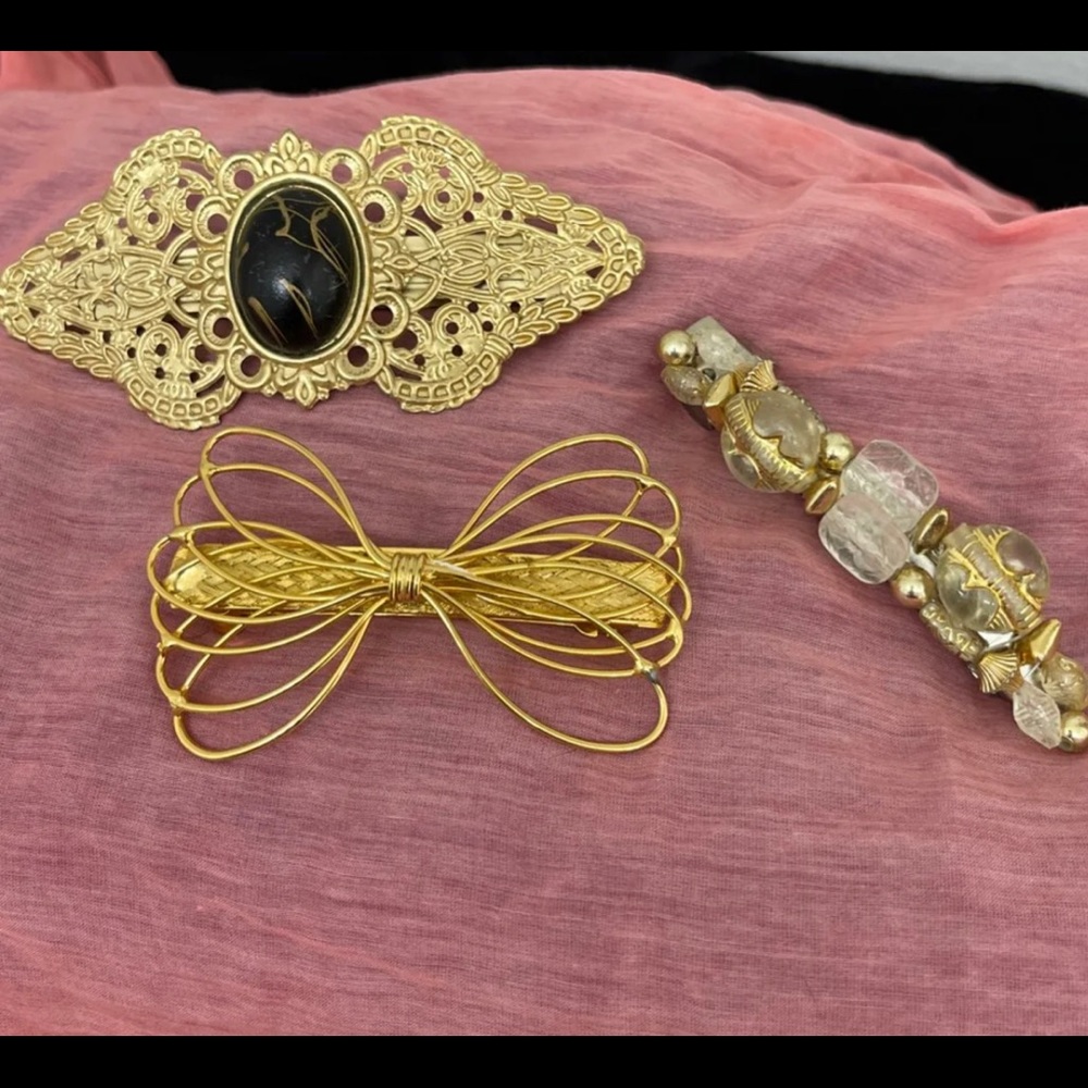 Hair Clips (Gold X3) - Picture 1 of 5